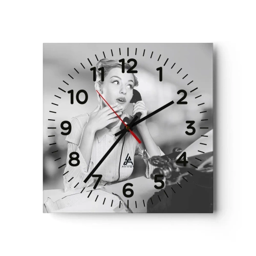 Wanduhr - Glasuhr - Hallo, wir sind in den 1950er Jahren. - 30x30 cm