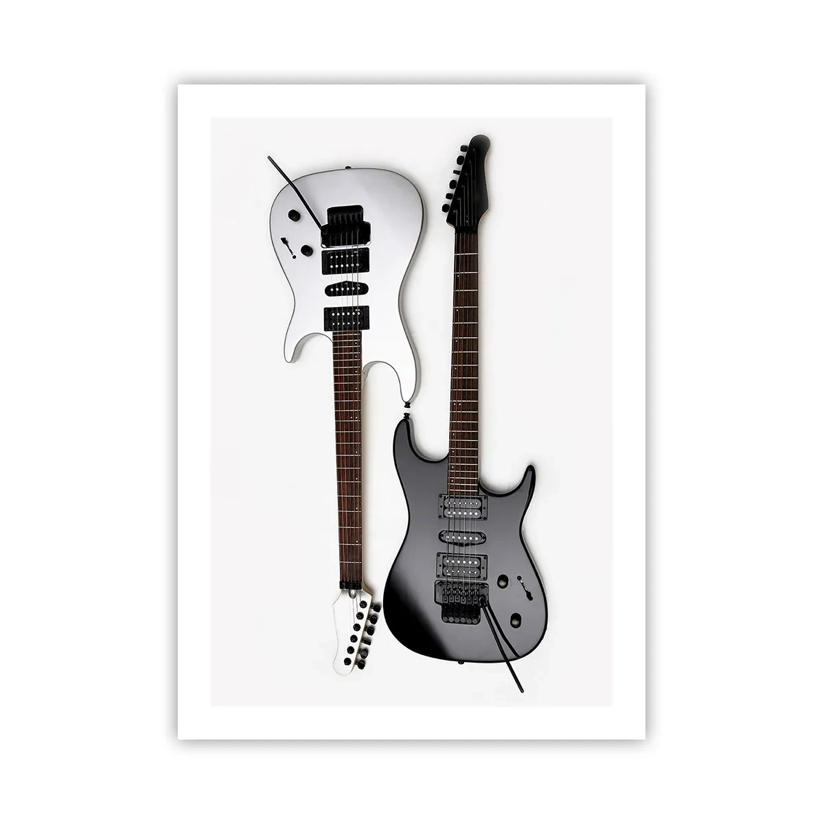 Poster - Moderne E-Gitarren auf weißem Hintergrund - 50x70cm - Harmonie der Formen - Moderne Wanddekoration für Wohnzimmer und Schlafzimmer ARTTOR