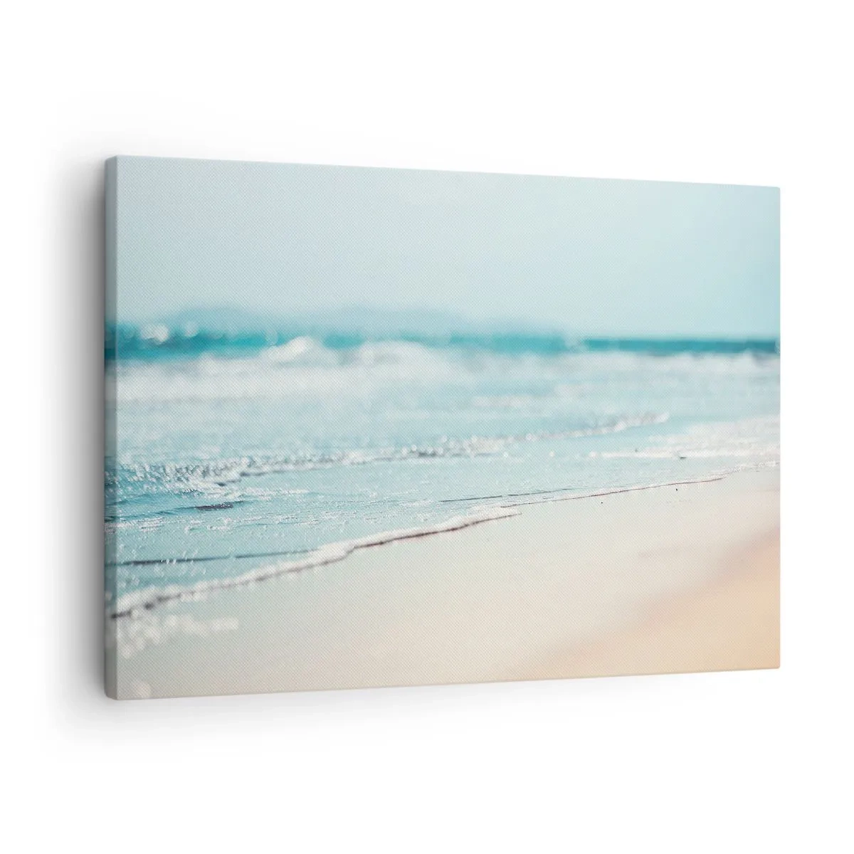 Bild auf Leinwand - Leinwandbild - Sanfte Meereswellen an einem Sandstrand - 70x50cm - Hitze und Lärm - Moderne Wanddekoration für Wohnzimmer und Schlafzimmer ARTTOR