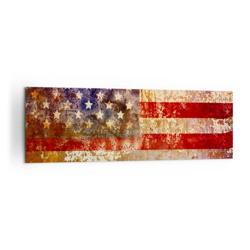 Bild auf Leinwand - Leinwandbild - Stilisierte US-Flagge mit gealtertem Effekt - 160x50cm - Ruhm verblasst nicht - Moderne Wanddekoration für Wohnzimmer und Schlafzimmer ARTTOR