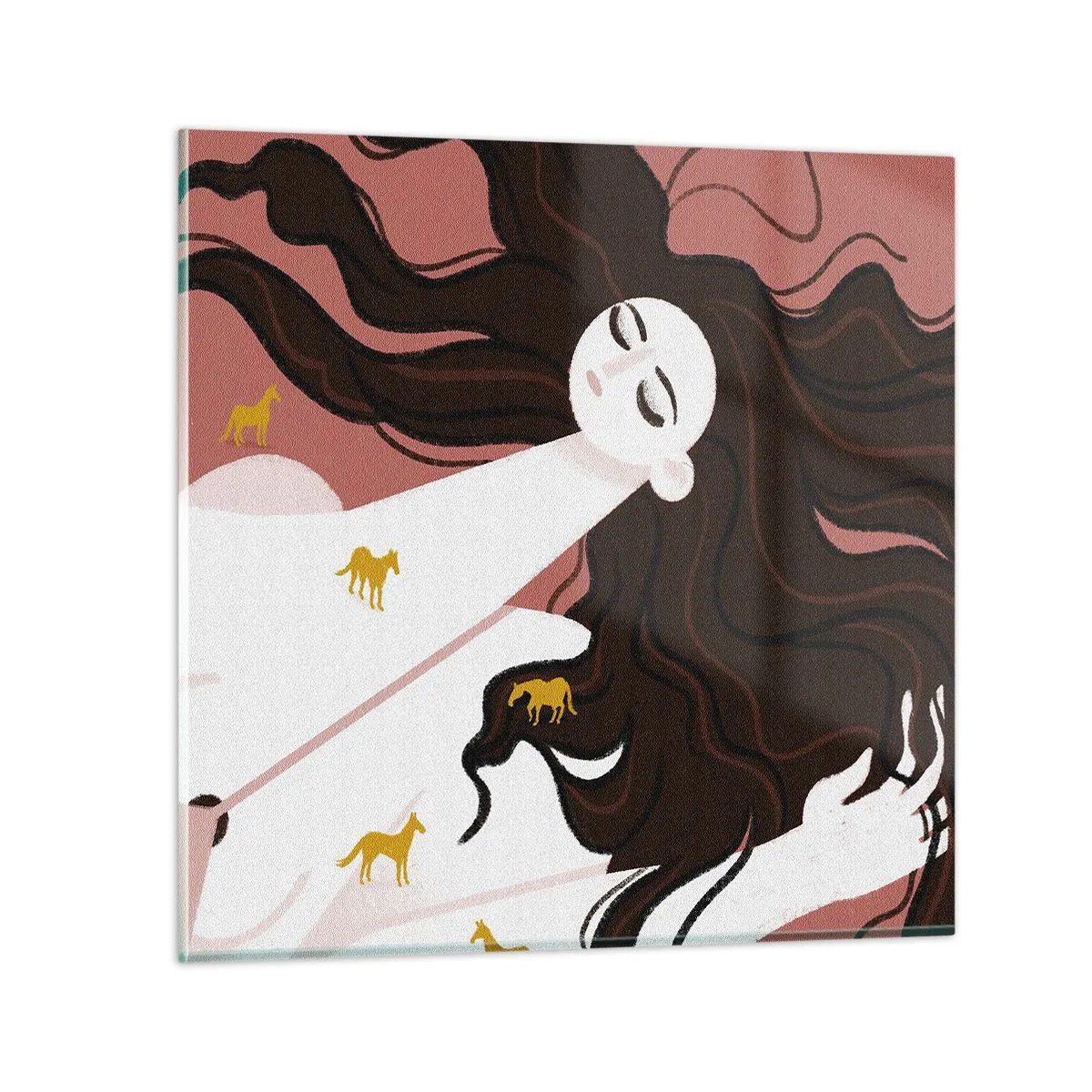 Glasbild - Bild auf glas - Traum von einem goldenen Pferd - 60x60 cm