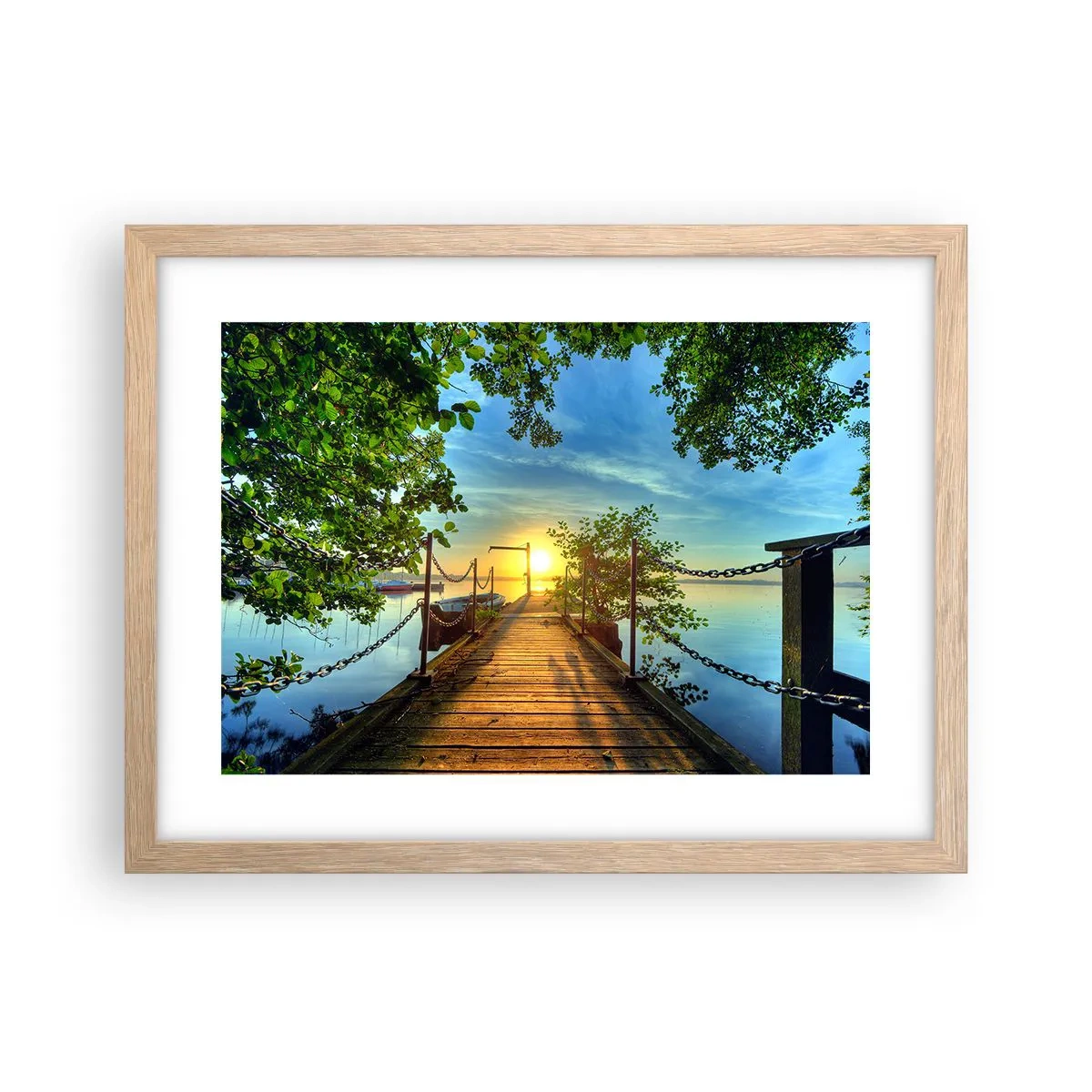 Poster in einem Rahmen aus heller Eiche - Westen auf dem Wasser - 40x30 cm