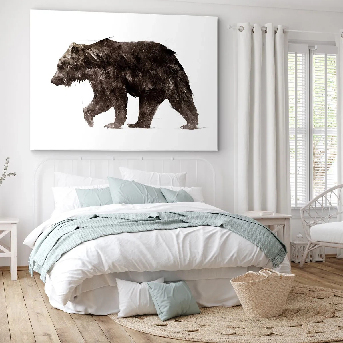 Bild auf Leinwand - Leinwandbild - Künstlerische Silhouette eines Bären - 70x50cm - Ich trage immer echtes Fell! - Moderne Wanddekoration für Wohnzimmer und Schlafzimmer ARTTOR
