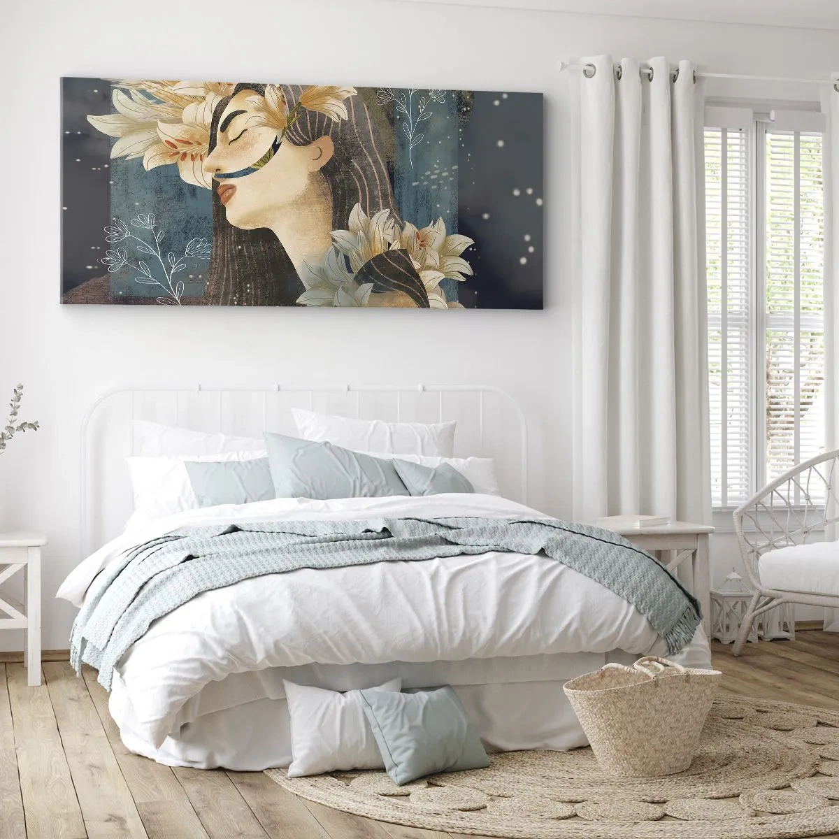 Bild auf Leinwand - Leinwandbild - Ein Märchen über eine Prinzessin mit Lilien - 100x40 cm