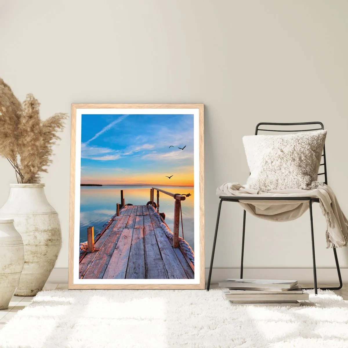 Poster in einem Rahmen aus heller Eiche - Lauf direkt der Sonne entgegen - 40x50 cm