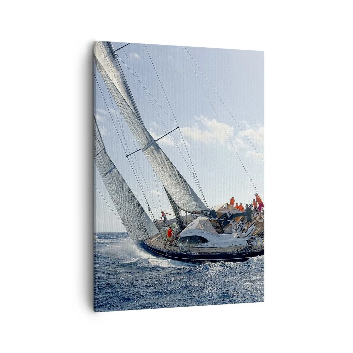 Bild auf Leinwand - Leinwandbild - Yachtrennen auf offener See unter blauem Himmel - 50x70cm - Lass den Besseren sich durchsetzen - Moderne Wanddekoration für Wohnzimmer und Schlafzimmer ARTTOR