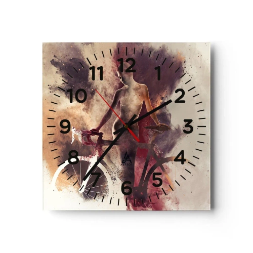 Wanduhr - Glasuhr - Eine Fahrradseele in Marmorformen - 40x40 cm
