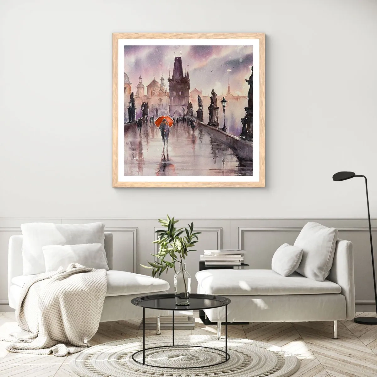 Poster in einem Rahmen aus heller Eiche - Leute verändern sich nicht - 50x50 cm