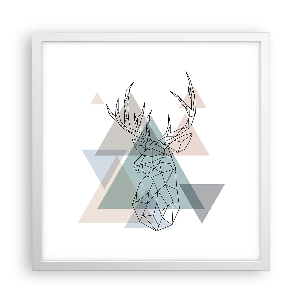 Poster in einem weißen Rahmen - In einem geometrischen Wald - 40x40 cm