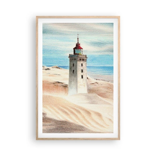 Poster in einem Rahmen aus heller Eiche - Immer aufs Meer starrend - 61x91 cm