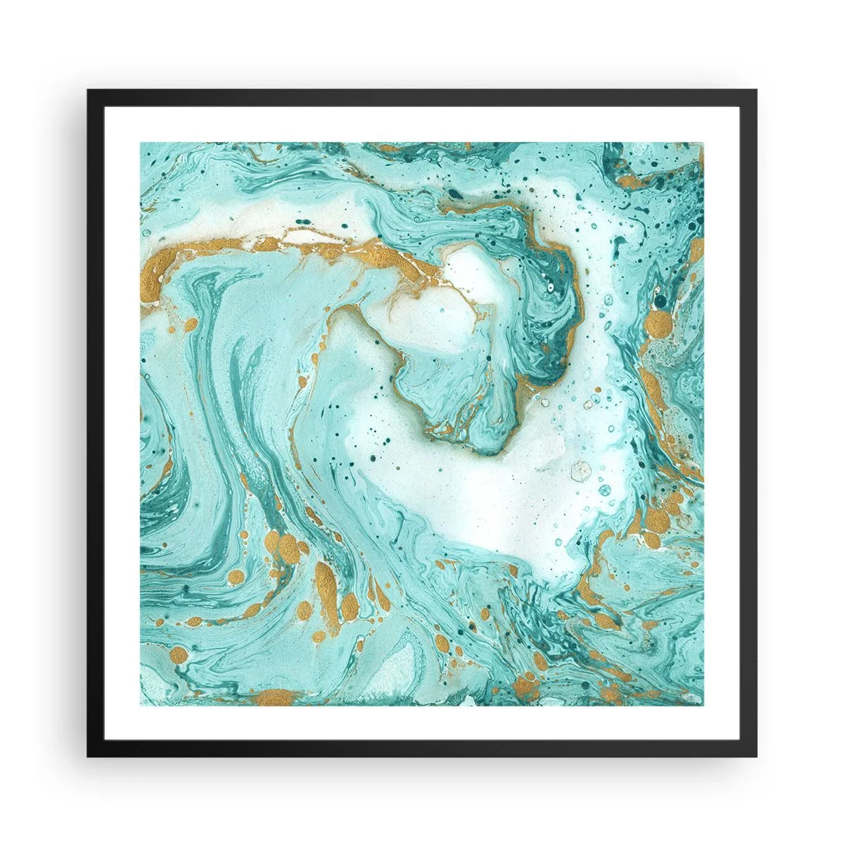 Poster in einem schwarzem Rahmen - Unter der großen Welle der Edo-Ära - 60x60 cm