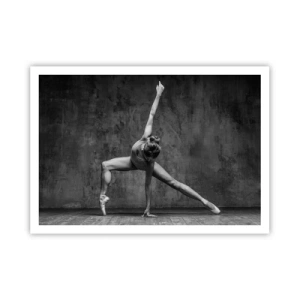 Poster - Eine Tänzerin in künstlerischer Pose vor einer rohen Wand - 100x70cm - Das Ideal des Gleichgewichts - Moderne Wanddekoration für Wohnzimmer und Schlafzimmer ARTTOR