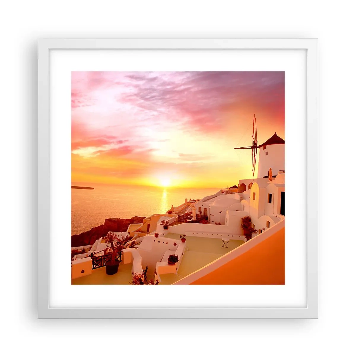 Poster in einem weißen Rahmen - In Weiß und Gold schmelzen - 40x40 cm