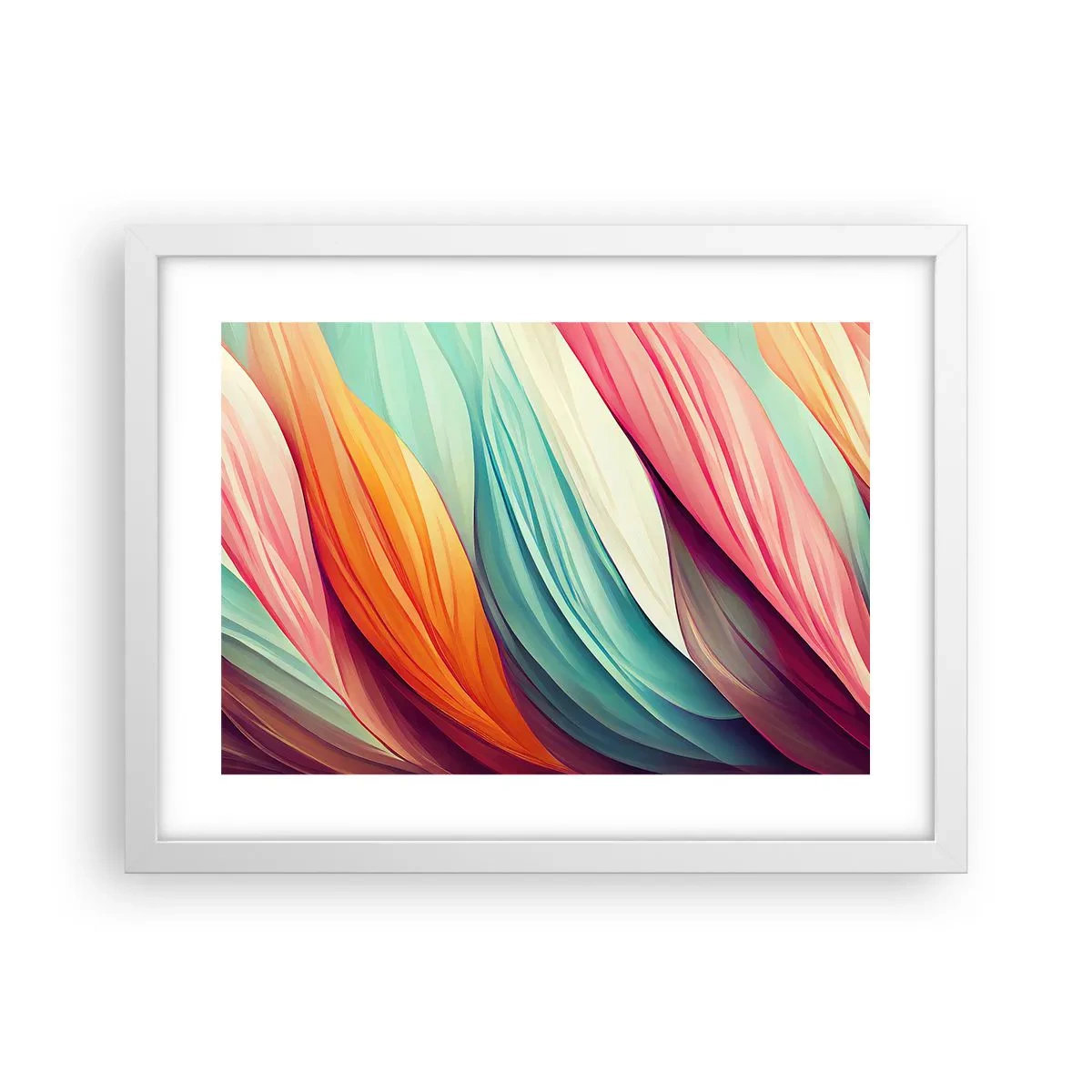 Poster in einem weißen Rahmen - Regenbogengewebe - 40x30 cm