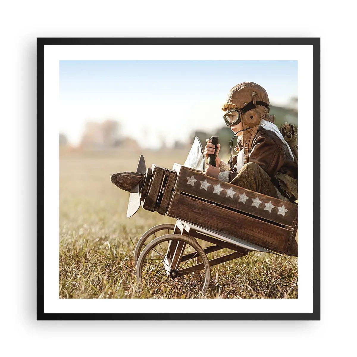 Poster in einem schwarzem Rahmen - Start in Richtung eines Traums - 60x60 cm