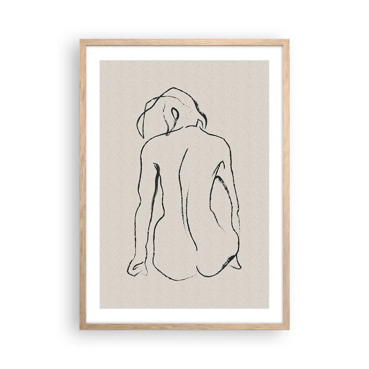 Poster in einem Rahmen aus heller Eiche - Mädchenakt - 50x70 cm