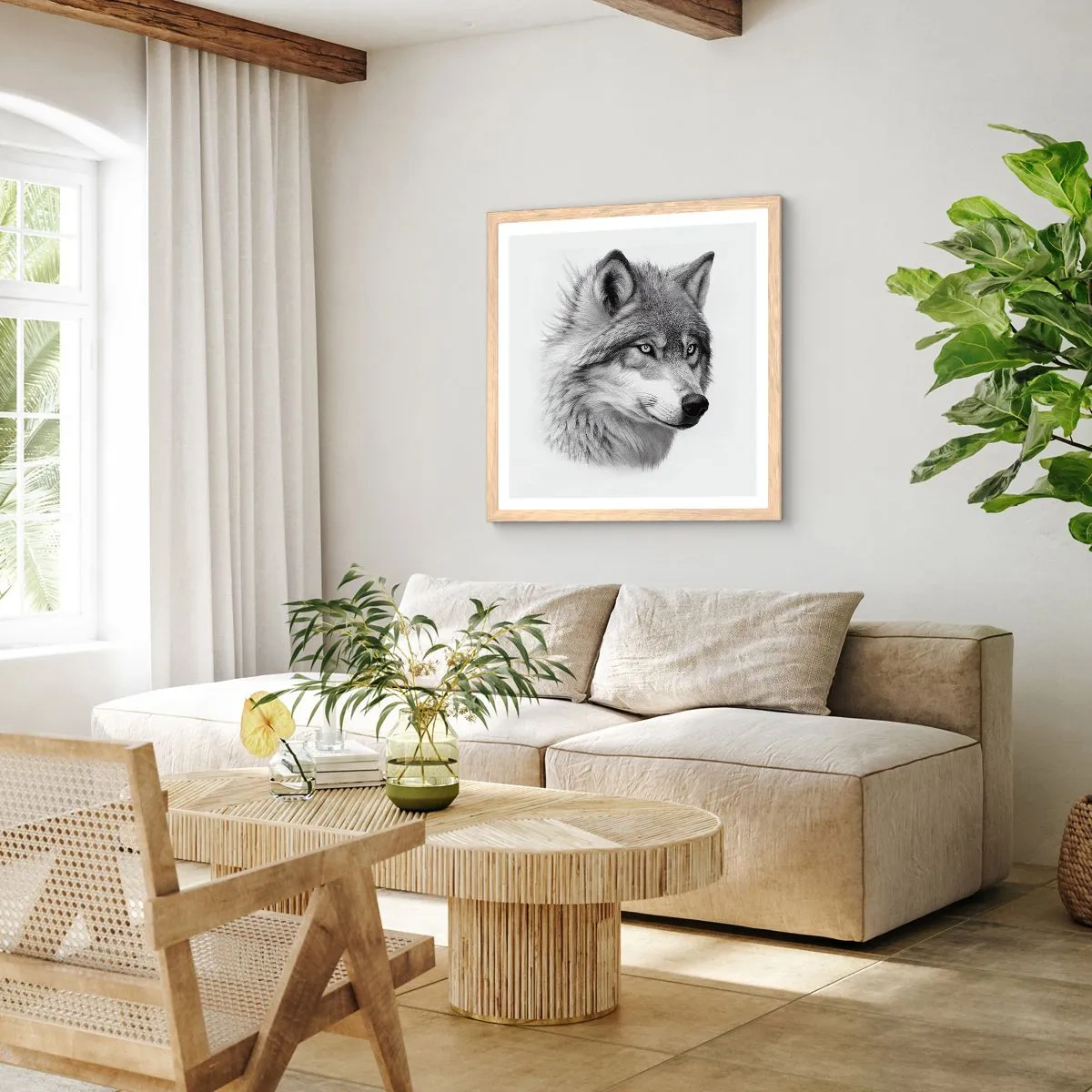 Poster in einem Rahmen aus heller Eiche - Alpha – ohne Zweifel - 40x40 cm