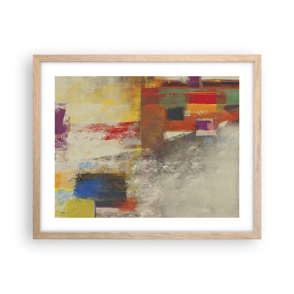 Poster in einem Rahmen aus heller Eiche - Geometrie der Farben - 50x40 cm