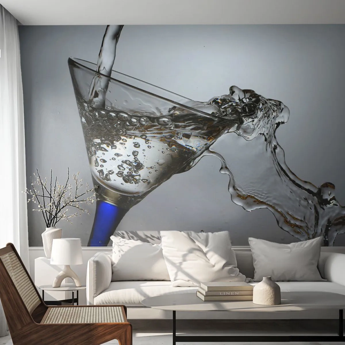 Fototapete Premium Canvas - Kristallwasser in Kristallglas - Glas, Cocktail, Gastronomie - 200x140 cm