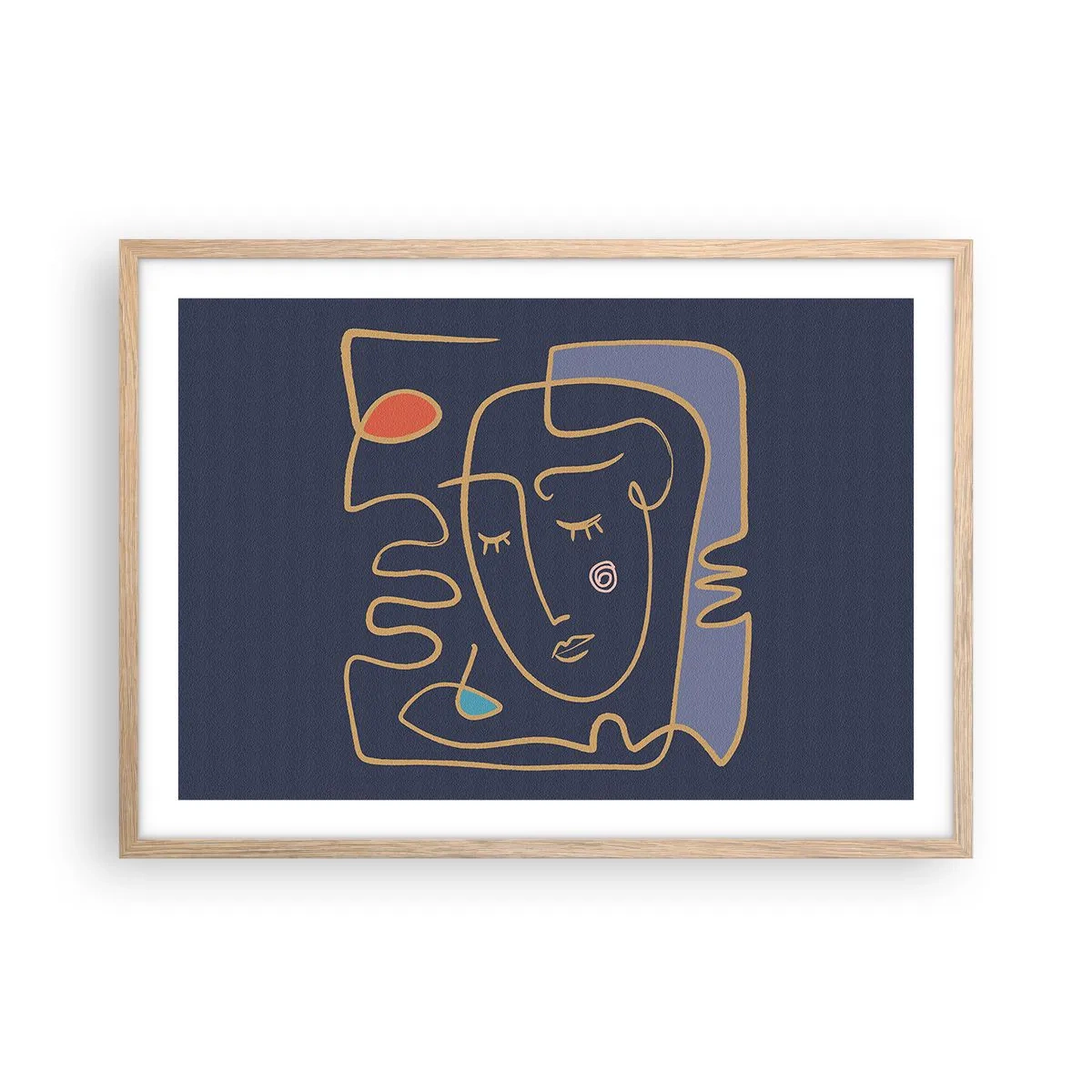 Poster in einem Rahmen aus heller Eiche - In Gedanken - 70x50 cm