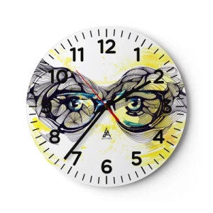 Wanduhr - Glasuhr - Durch blaue Brille - 30x30 cm