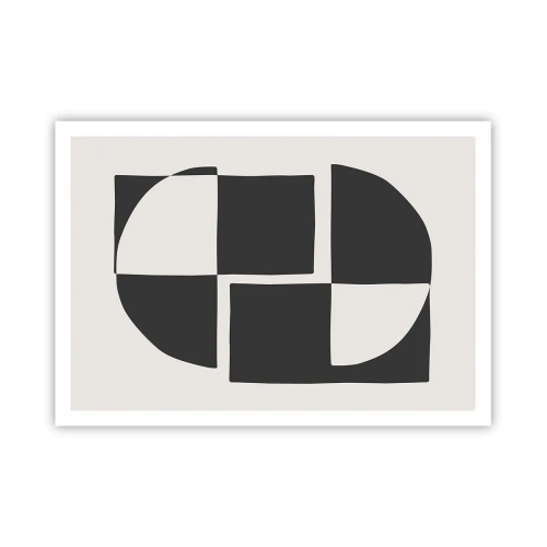 Poster - Abstrakte geometrische Formen in Schwarz und Weiß - 100x70cm - Antithese - Synthese - Moderne Wanddekoration für Wohnzimmer und Schlafzimmer ARTTOR