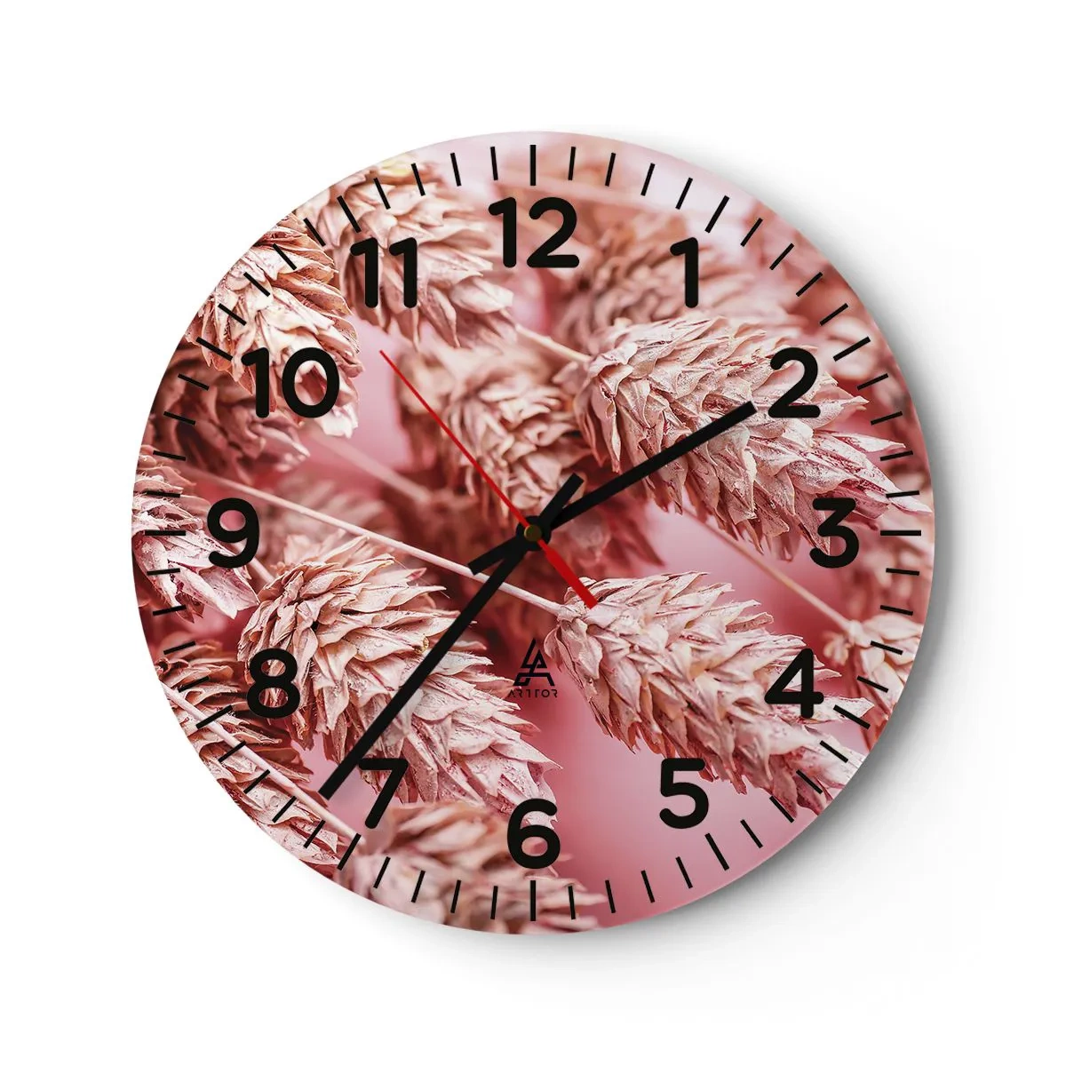 Wanduhr - Glasuhr - Eine Blumenkaskade in Rosa - 40x40 cm
