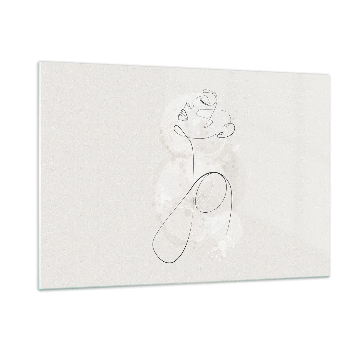 Glasbild - Bild auf glas - Abstraktes Porträt in Weißtönen - 120x80cm - Die Spirale der Schönheit - Moderne Wanddekoration für Wohnzimmer und Schlafzimmer ARTTOR