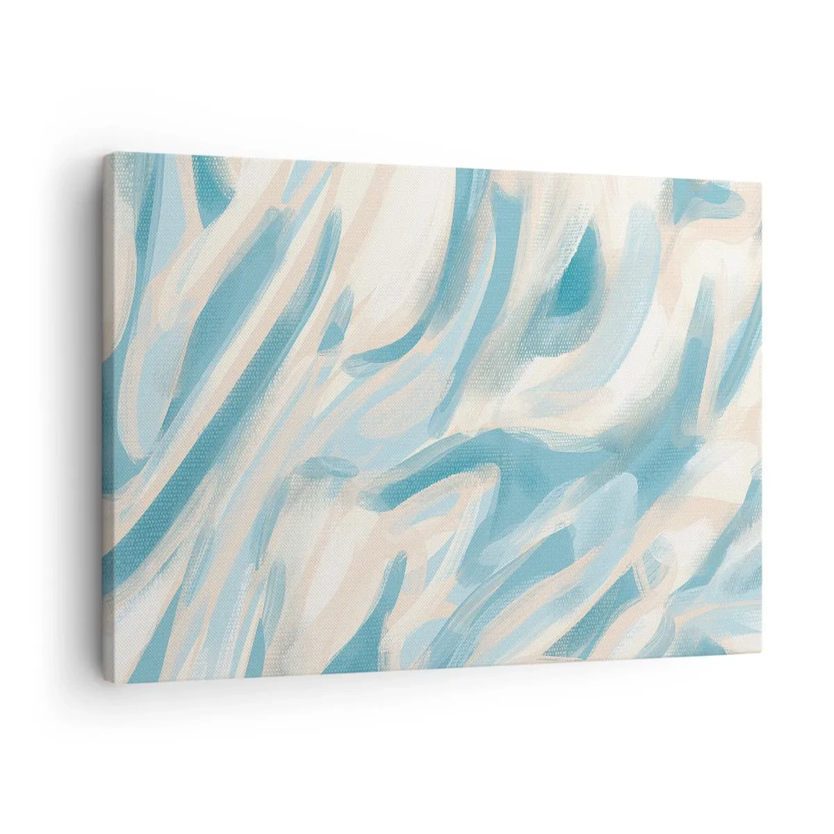 Bild auf Leinwand - Leinwandbild - Abstrakte blaue Streifen auf hellem Hintergrund - 70x50cm - Frühlingsbrisen - Moderne Wanddekoration für Wohnzimmer und Schlafzimmer ARTTOR