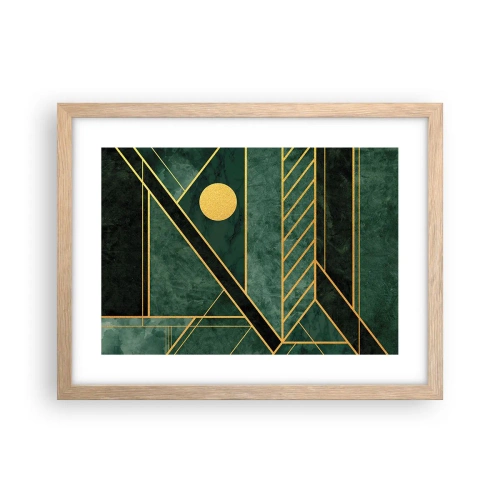 Poster in einem Rahmen aus heller Eiche - Dynamik von Gold und Azurblau - 40x30 cm