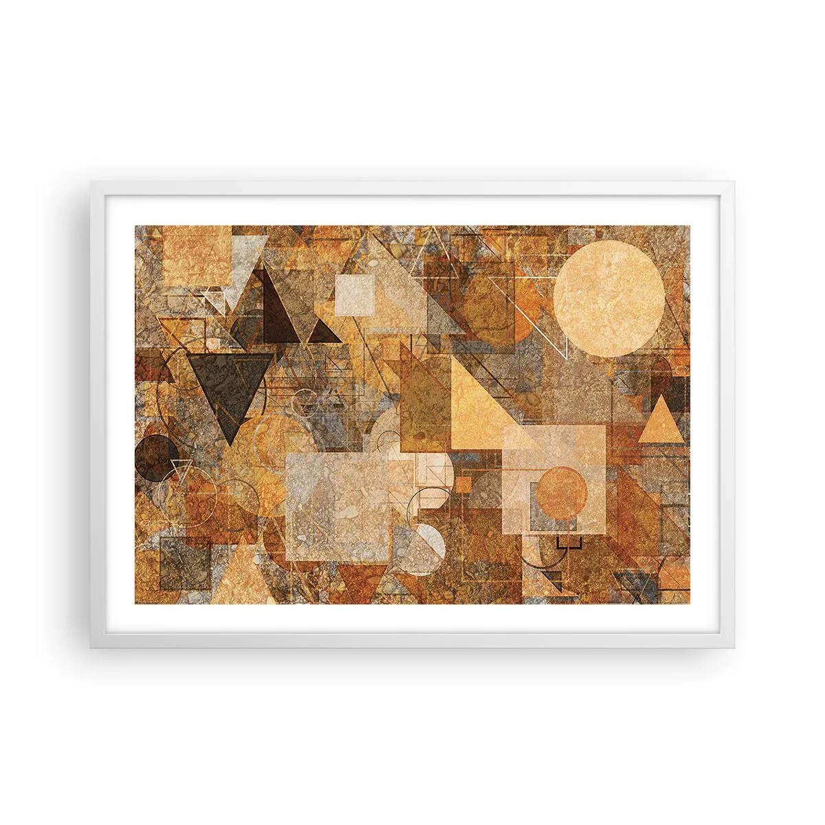 Poster in einem weißen Rahmen - Eine kubistische Studie aus Bronze - 70x50 cm