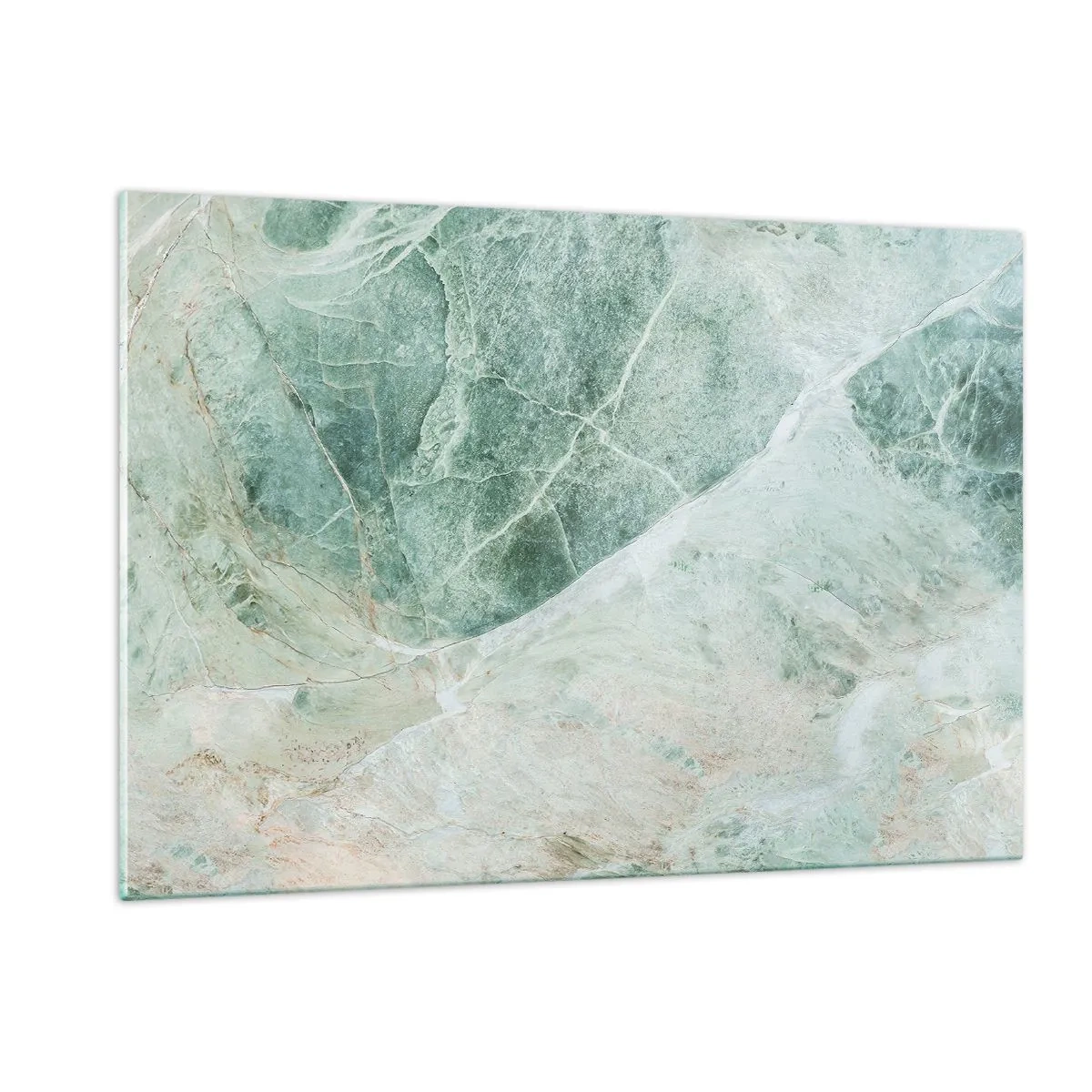 Glasbild - Bild auf glas - Grün-beige Textur, die an Naturstein erinnert - 120x80cm - Edle Kälte des Steins - Moderne Wanddekoration für Wohnzimmer und Schlafzimmer ARTTOR