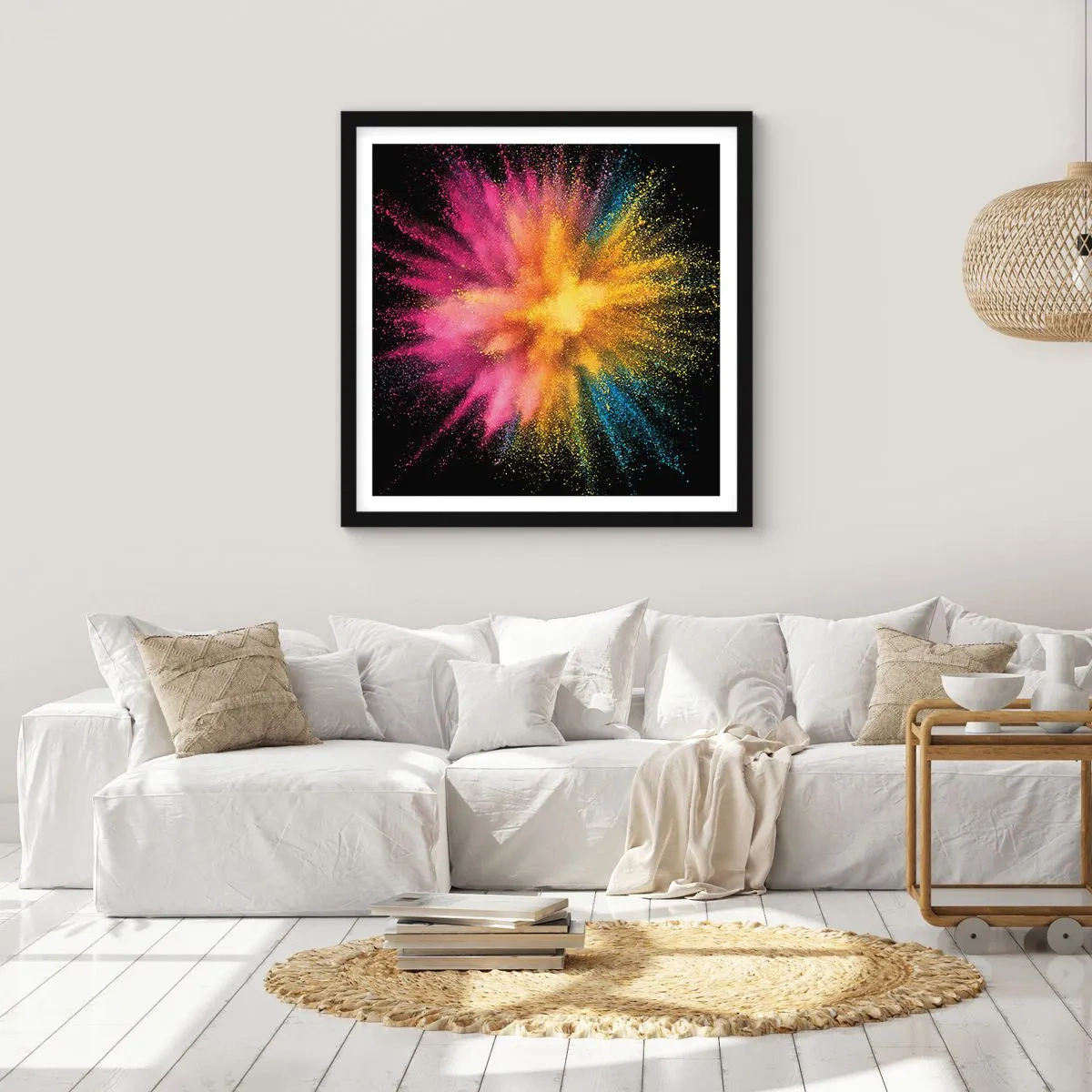 Poster in einem schwarzem Rahmen - Die Geburt der Farben - 40x40 cm