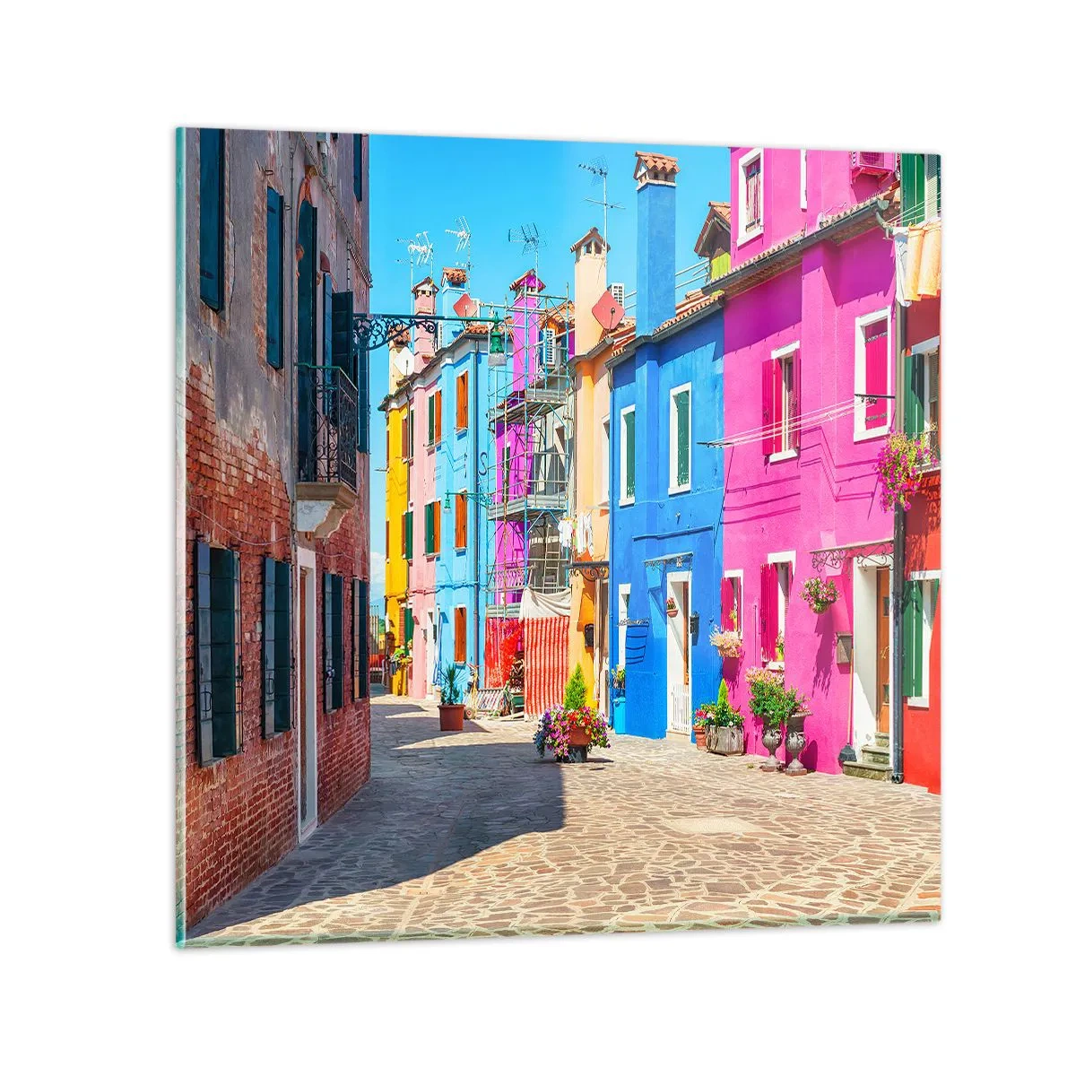 Glasbild - Bild auf glas - Städtchen "Zu Papageien" - 30x30 cm