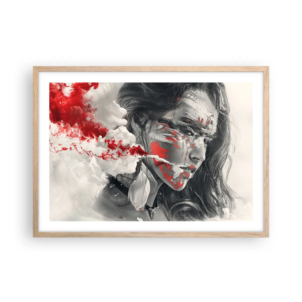 Poster in einem Rahmen aus heller Eiche - Im Dunst der Absurdität - 70x50 cm