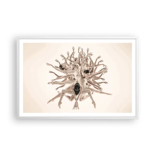 Poster in einem weißen Rahmen - Aufblühen im Tanz - 91x61 cm
