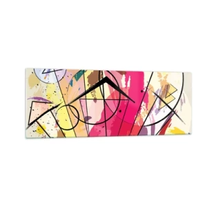 Glasbild - Bild auf glas - Abstraktion mit Linien und geometrischen Formen - 140x50cm - Explosion - Moderne Wanddekoration für Wohnzimmer und Schlafzimmer ARTTOR