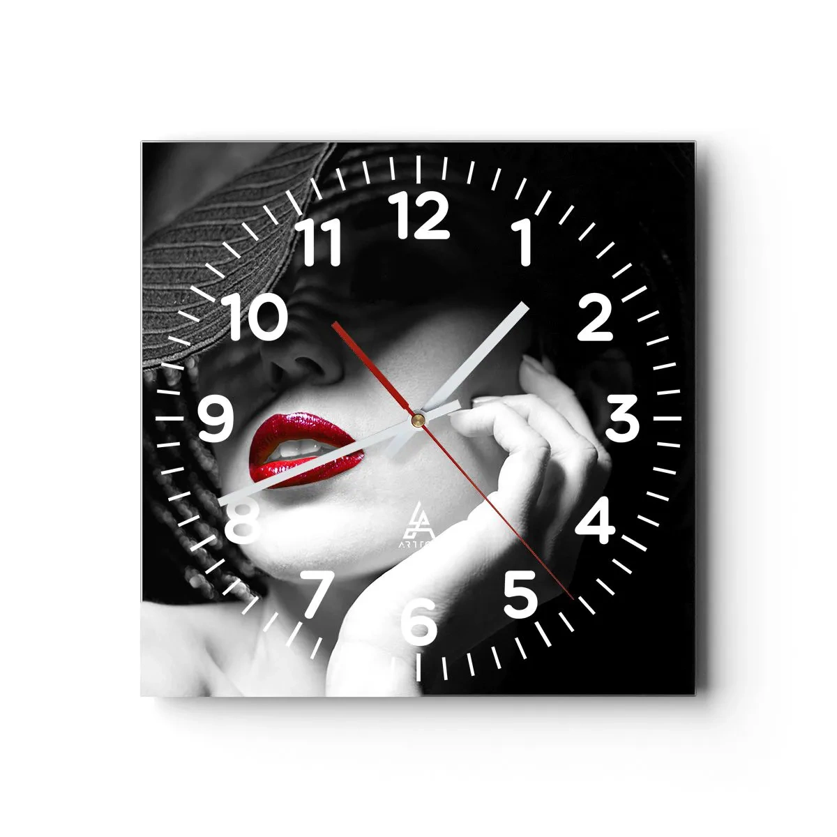 Wanduhr - Glasuhr - Eine Studie in Scharlachrot - 30x30 cm