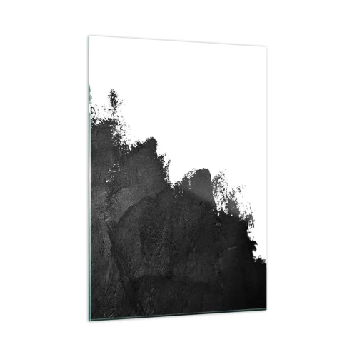 Glasbild - Bild auf glas - Schwarze Farbstruktur auf weißem Hintergrund im minimalistischen Stil - 50x70cm - Elemente: Erde - Moderne Wanddekoration für Wohnzimmer und Schlafzimmer ARTTOR