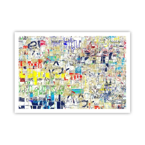 Poster - Abstrakte Graffiti mit bunten Inschriften und Mustern - 100x70cm - Es freut einfach die Augen - Moderne Wanddekoration für Wohnzimmer und Schlafzimmer ARTTOR