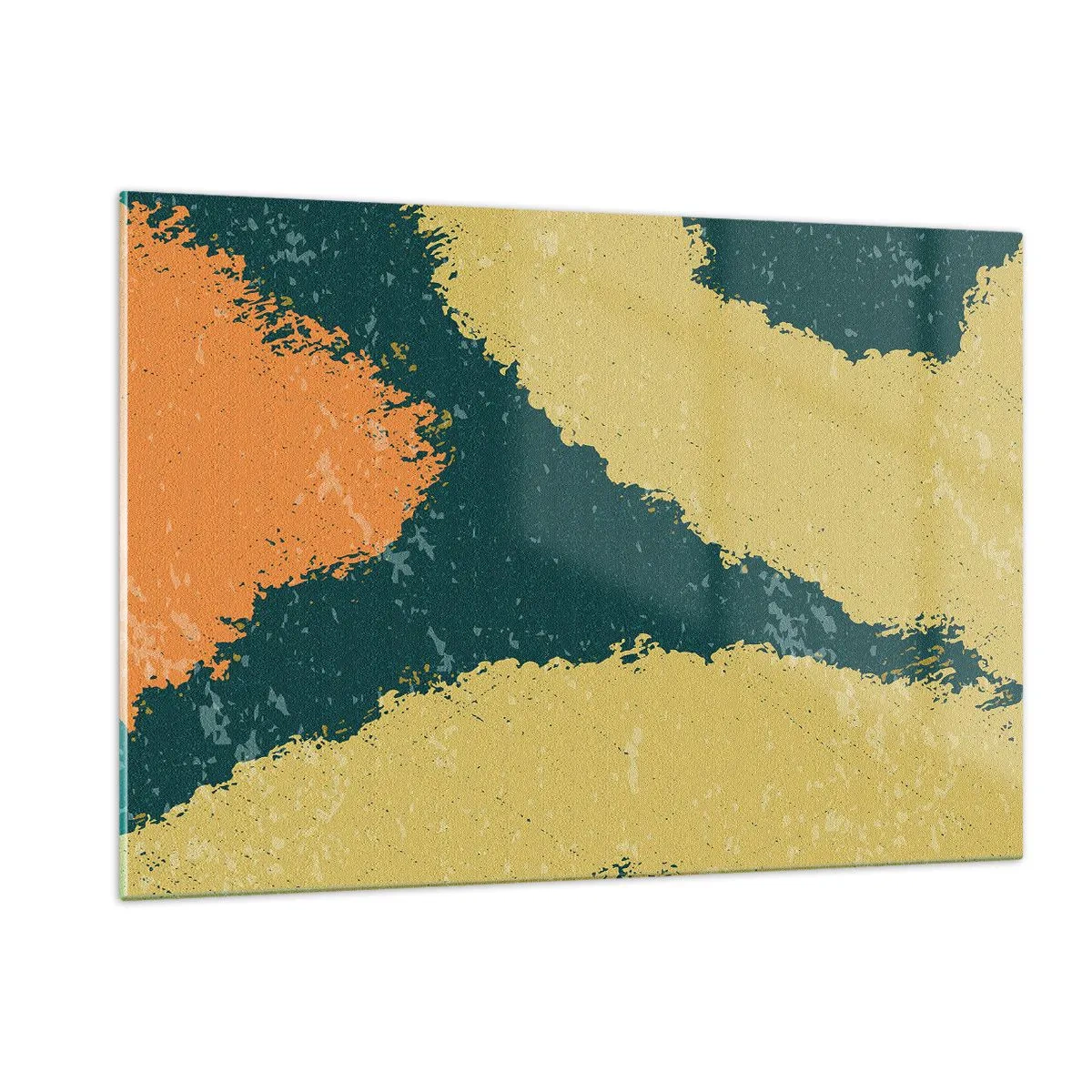 Glasbild - Bild auf glas - Eine fließende Abstraktion in Senf, Grün und Orange. - 120x80cm - Abstraktion – langsame Bewegung - Moderne Wanddekoration für Wohnzimmer und Schlafzimmer ARTTOR