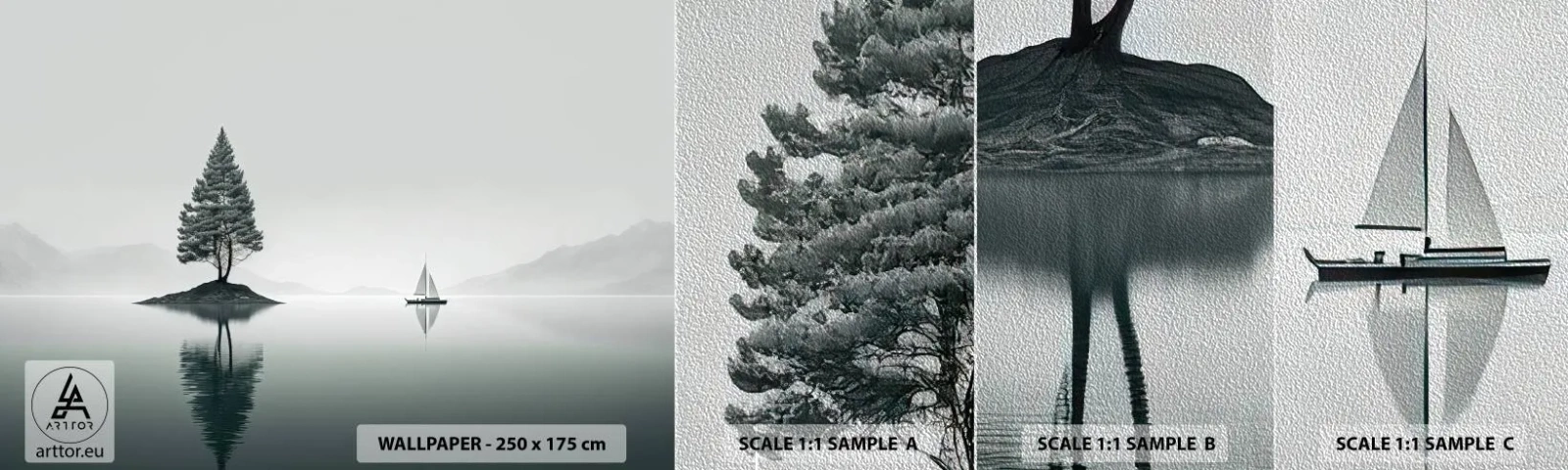 Fototapeten Muster Premium Sand - Traum - Gelassenheit, Segelboot, See - 100x30 cm