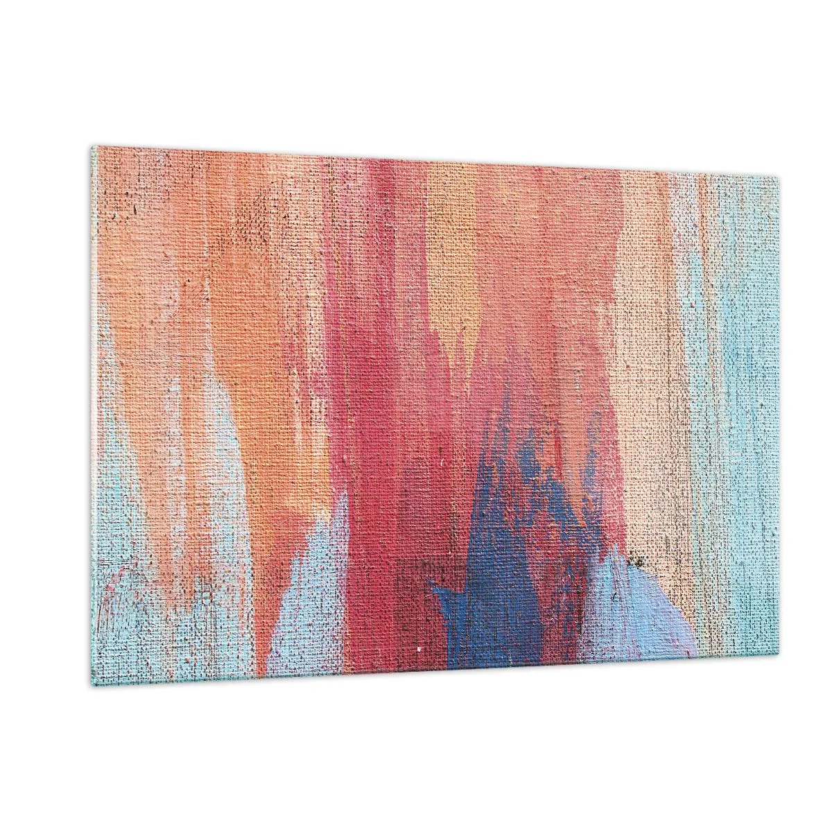 Glasbild - Bild auf glas - Bunte Farbschlieren auf der Leinwandstruktur - 120x80cm - Renne den Regenbogen hinunter - Moderne Wanddekoration für Wohnzimmer und Schlafzimmer ARTTOR