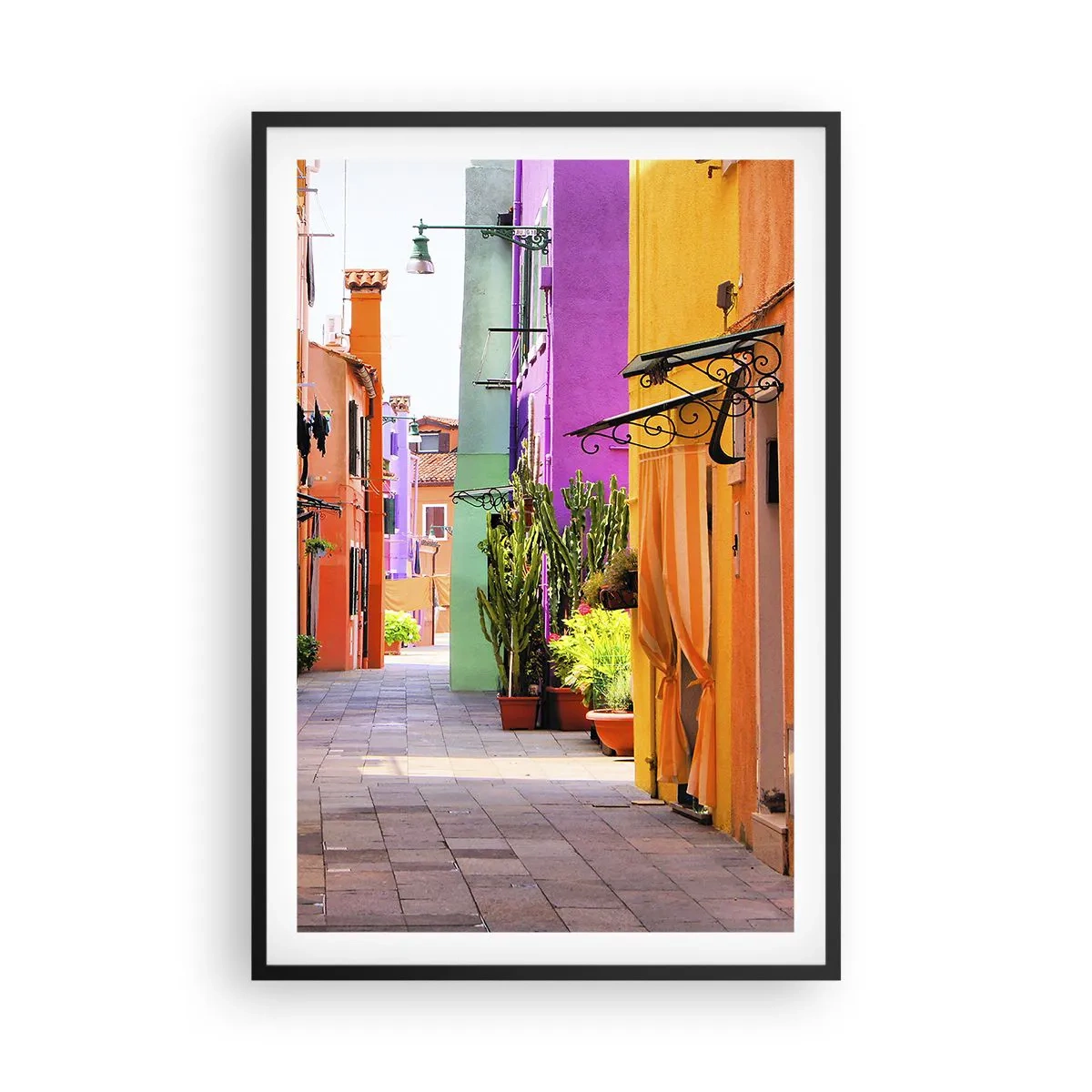 Poster in einem schwarzem Rahmen - Regenbogengasse - 61x91 cm