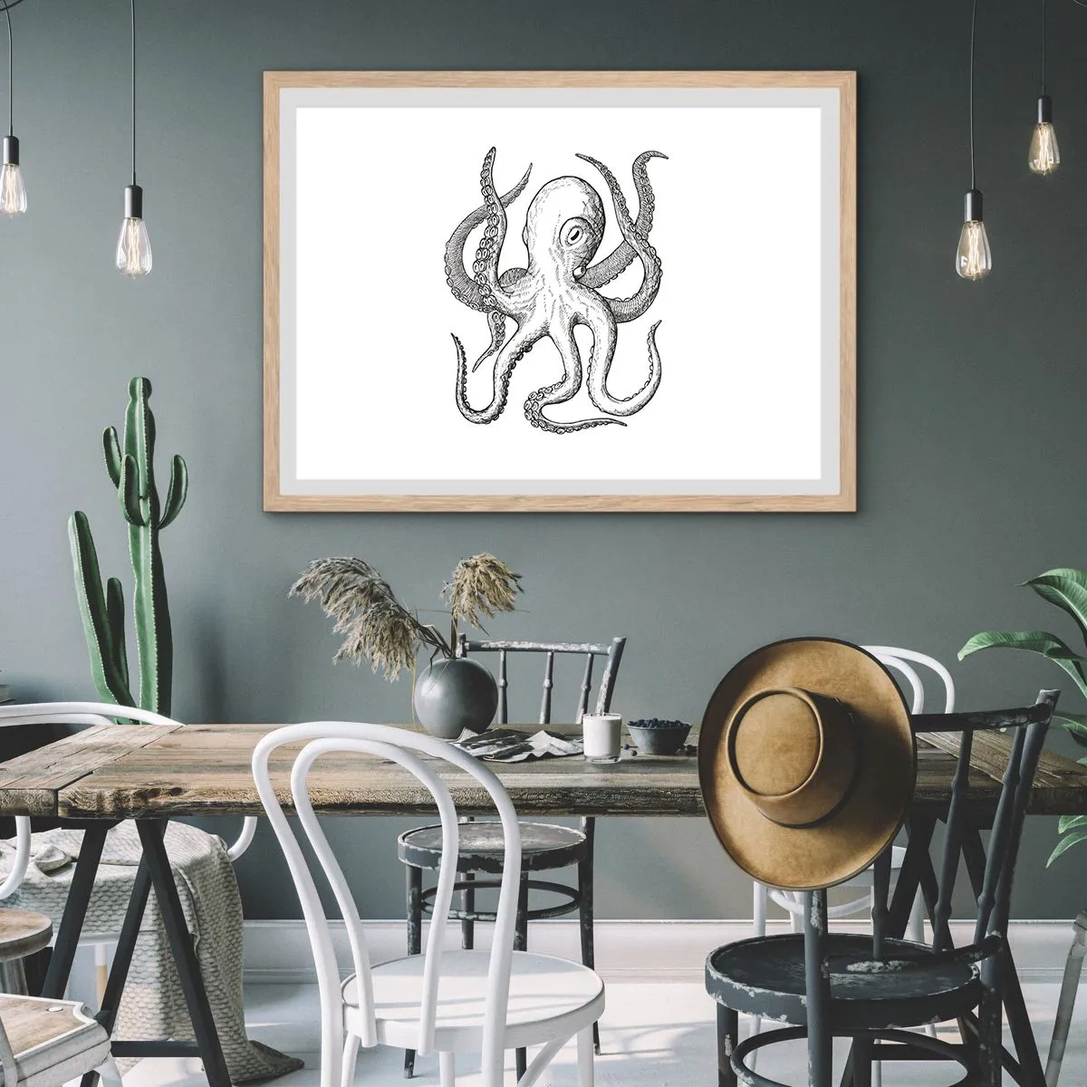 Poster in einem Rahmen aus heller Eiche - Mit den Wellen tanzen - 50x40 cm