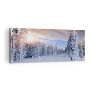 Bild auf Leinwand - Leinwandbild - Ein verschneites Naturschauspiel - 100x40 cm