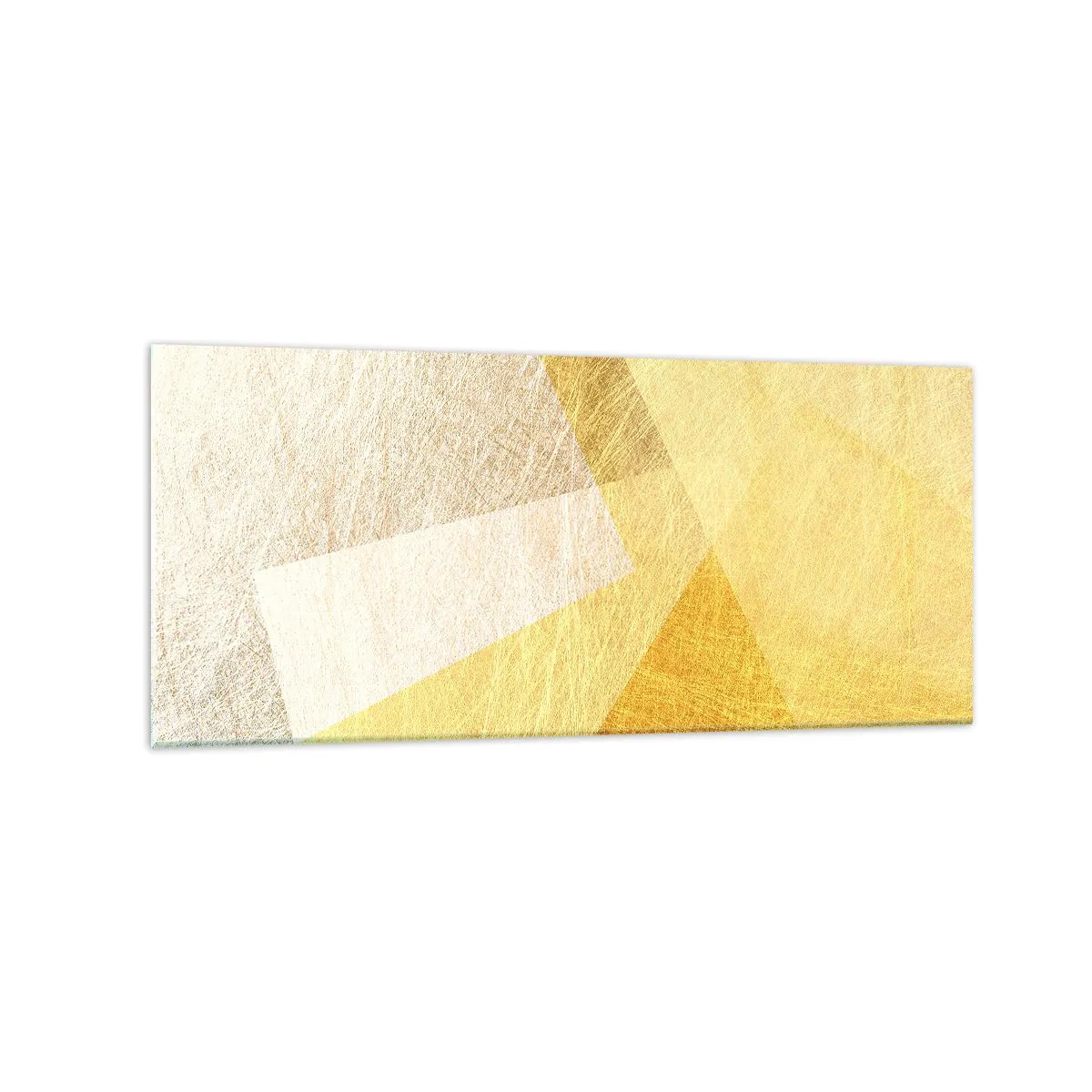 Glasbild - Bild auf glas - Geometrische Formen in Gold und hellen Farbtönen - 120x50cm - Geometriewetter - Moderne Wanddekoration für Wohnzimmer und Schlafzimmer ARTTOR