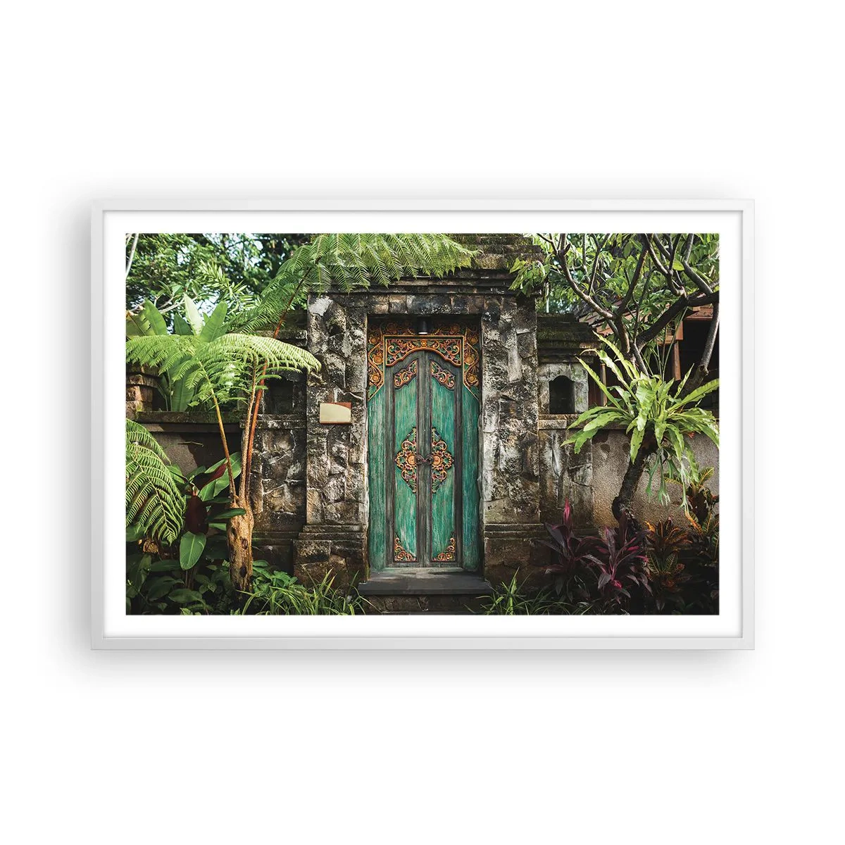 Poster in einem weißen Rahmen - Eine Tür zu einer exotischen Welt - 91x61 cm