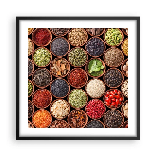 Poster in einem schwarzem Rahmen - Alle Aromen der Welt - 50x50 cm