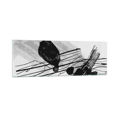 Glasbild - Bild auf glas - Organische Schwarz-Weiß-Abstraktion - 90x30 cm